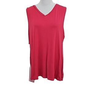 Womens Sz XL Red Split Back Hi Low Lightweight Swim Cover Tunic Top LOGO Layers